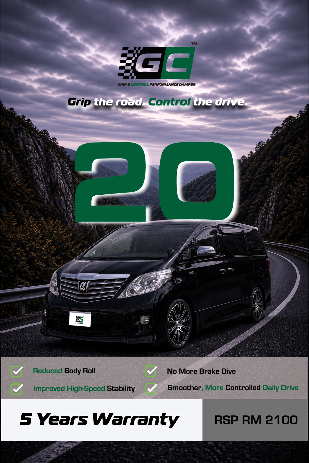 GC - Toyota Alphard/Vellfire AGH20 Nitrogen Hydraulic Damping Stabilizer Bar