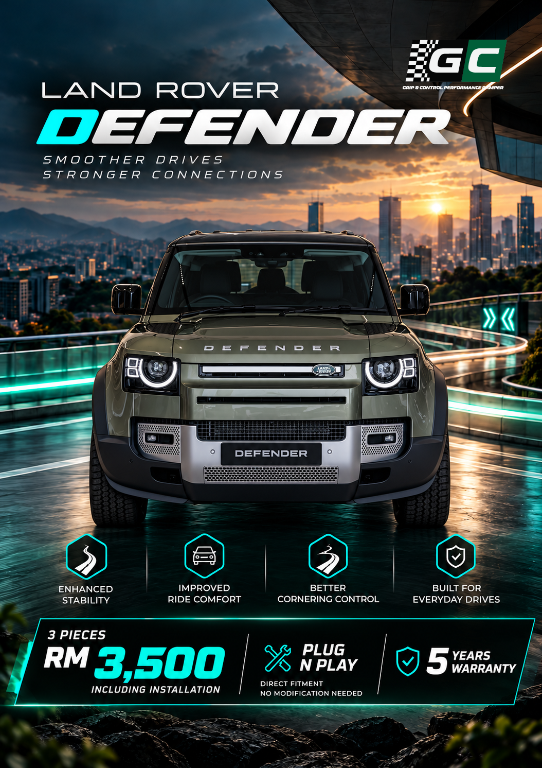 GC - Land Rover Defender Nitrogen Hydraulic Damping Stabilizer Bar
