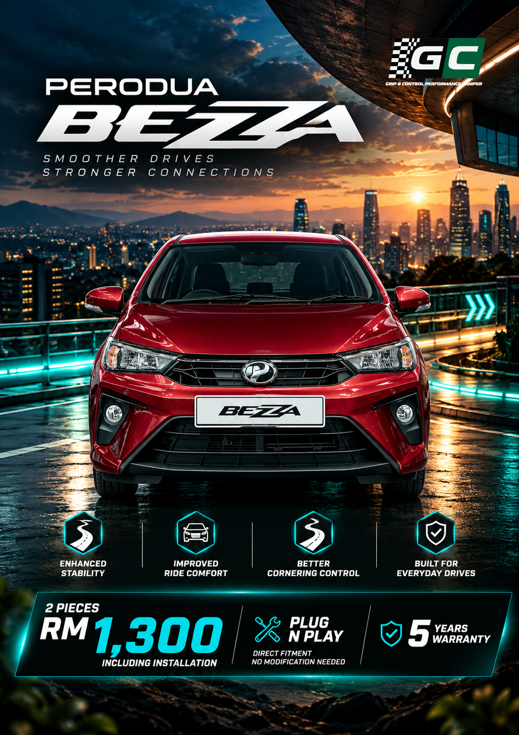 GC - Perodua Bezza Nitrogen Hydraulic Damping Stabilizer Bar
