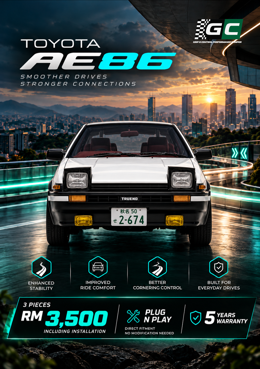 GC - Toyota AE86 Nitrogen Hydraulic Damping Stabilizer Bar