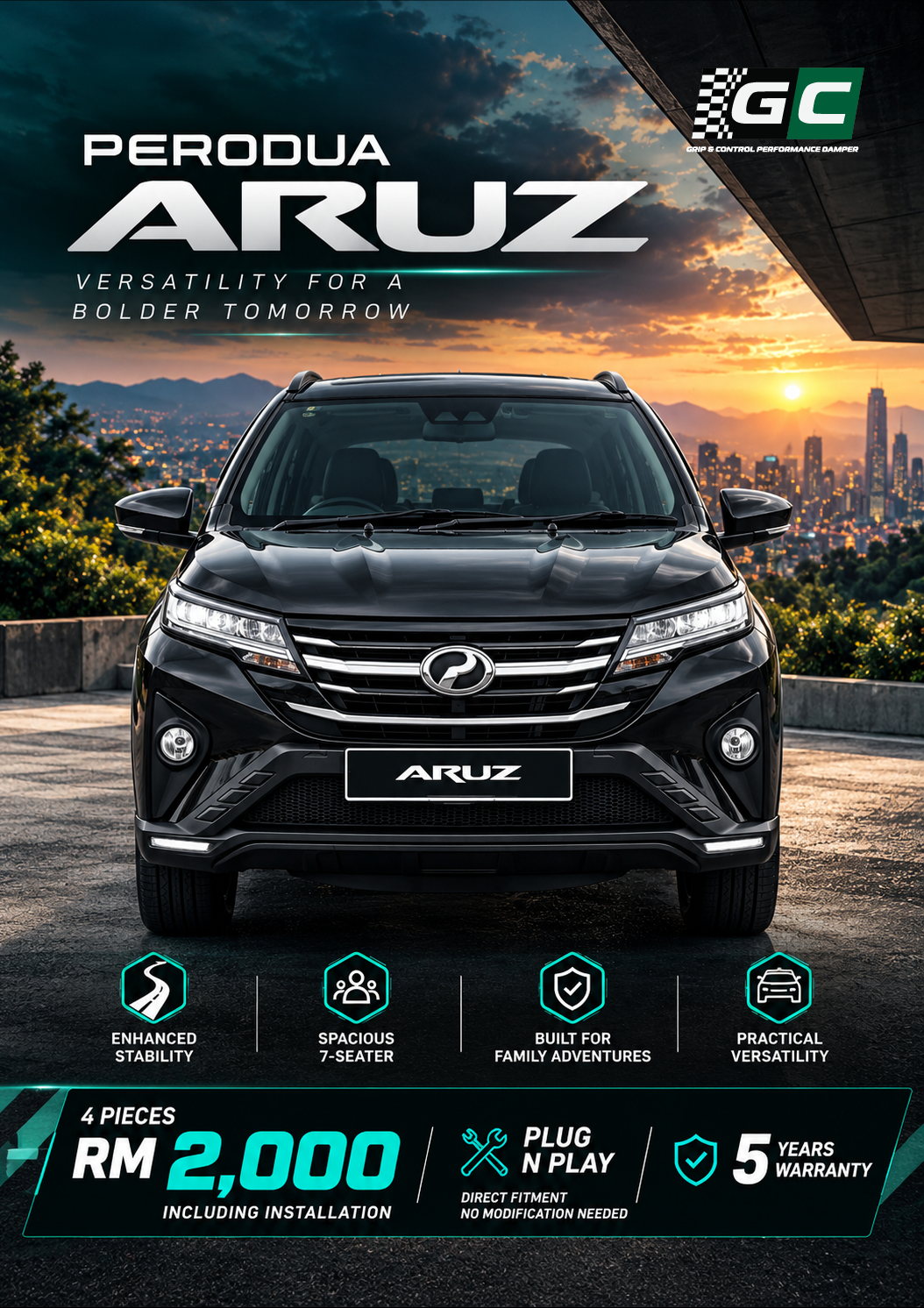 GC - Perodua Aruz Nitrogen Hydraulic Damping Stabilizer Bar