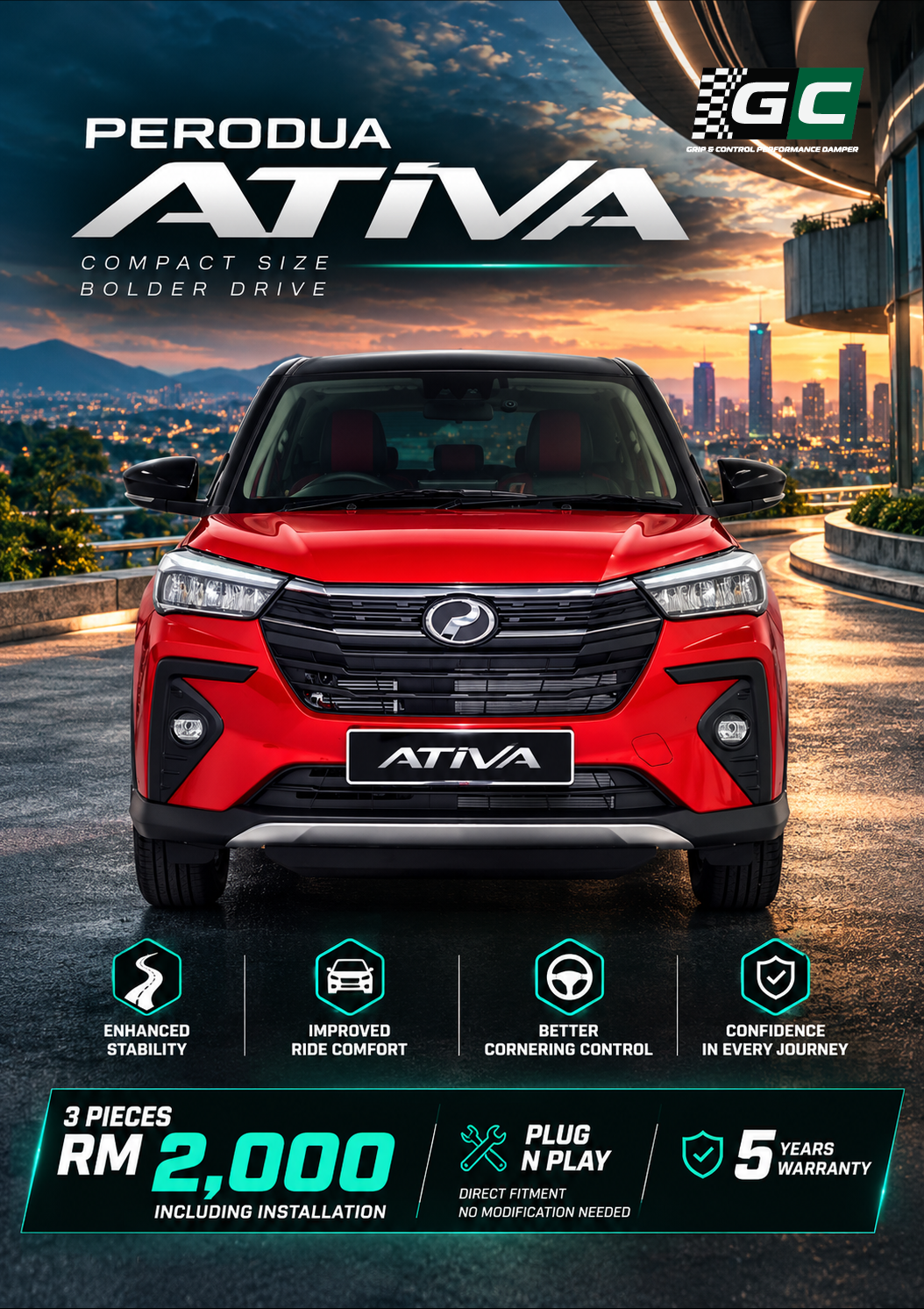 GC - Perodua Ativa Nitrogen Hydraulic Damping Stabilizer Bar