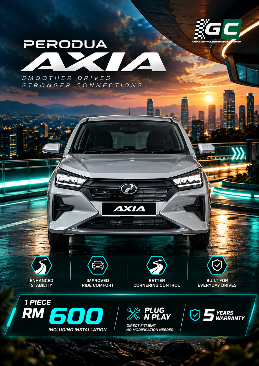 GC - Perodua Axia Nitrogen Hydraulic Damping Stabilizer Bar