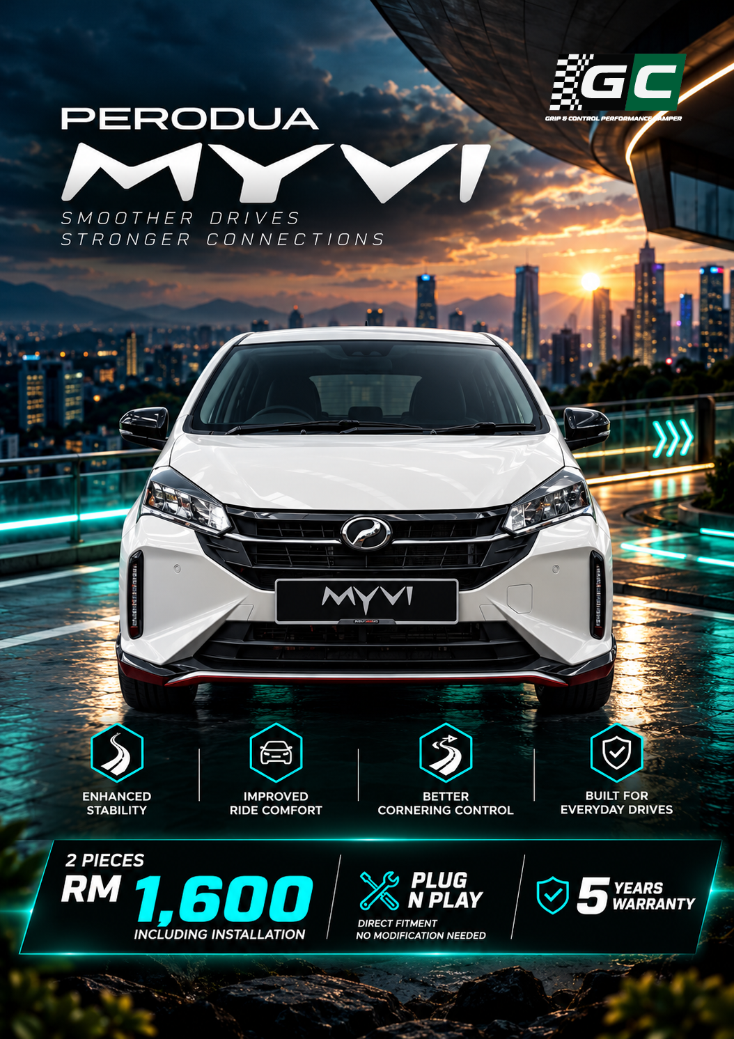 GC - Perodua Myvi Nitrogen Hydraulic Damping Stabilizer Bar