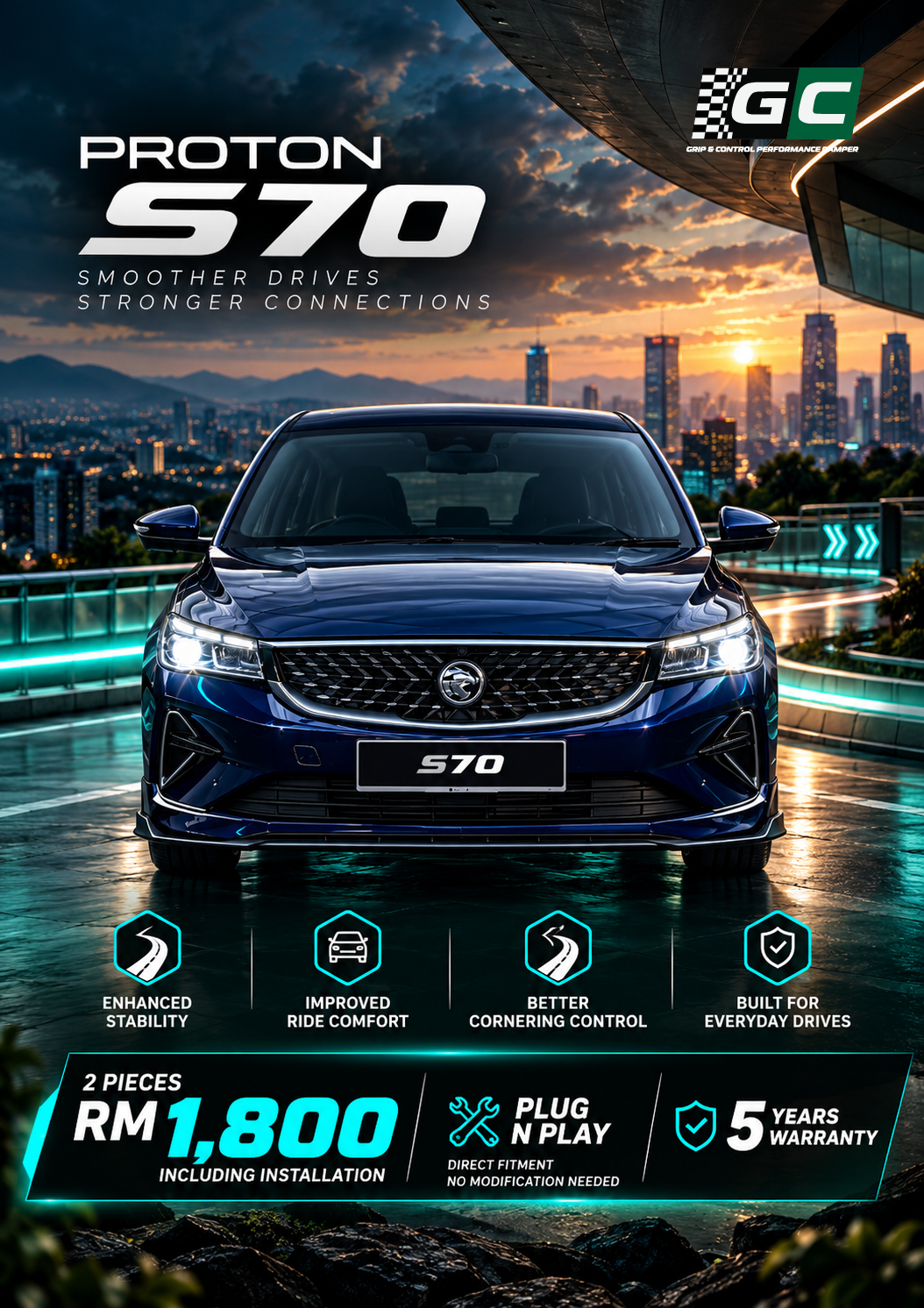GC - Proton S70 Nitrogen Hydraulic Damping Stabilizer Bar