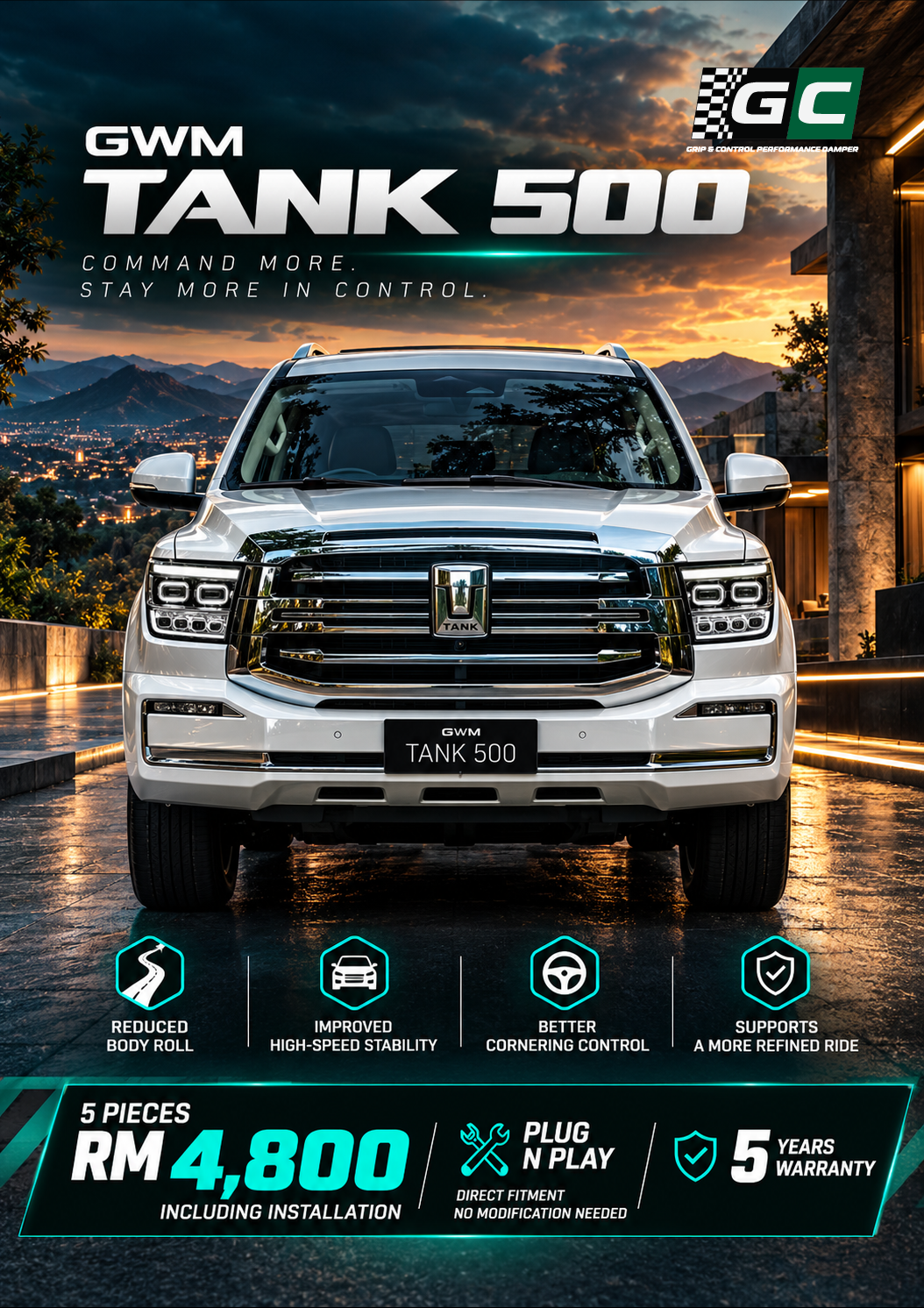 GC - GWM Tank 500 Nitrogen Hydraulic Damping Stabilizer Bar
